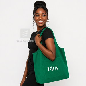 Custom Iota Phi Lambda Sorority Tote bag green and White Embroidered Logo Daily Use <b>Large</b> Capacity Canvas Tote bag for female - Product Image 3