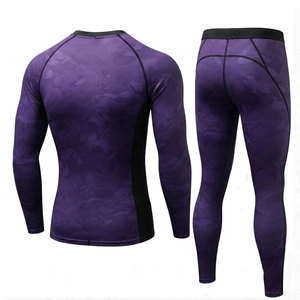 Traje de Compresión para Hombre, Diseño Sólido con Logotipo Frontal, Tejido Transpirable de Secado Rápido, Ropa Deportiva para Entrenamiento - Product Image 4