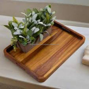 Bandeja Artesanal Mango Crest de Madera Grabada Premium con Asas Cómodas, Plato de Servir con Patrón para Regalos de Ramadán y Bodas, Tablas de Roble Macizo - Product Image 1