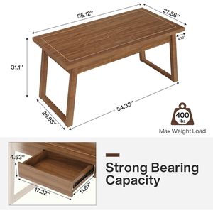 โต๊ะทำงานไม้สำหรับผู้บริหารขนาด 55 นิ้ว พร้อมลิ้นชัก สไตล์โมเดิร์นกลางศตวรรษ เหมาะสำหรับใช้ในบ้านหรือสำนักงาน - Product Image 2
