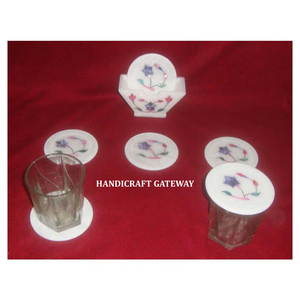 Pure White Marble Inlay Coaster set Manufacturer Best Quality High Demanding Beautiful Coaster Set Use For Keep On Glass & Home. - Product Image 1