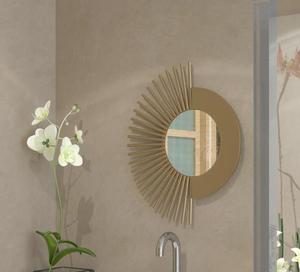 Miroir mural rond moderne en laiton avec design en forme de soleil, bordure décorative encadrée pour salon et chambre à coucher - Product Image 6