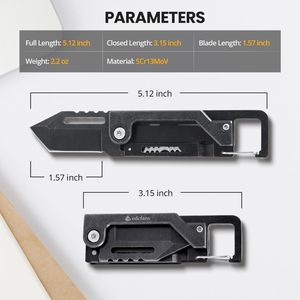 Portachiavi Multifunzione con Coltello Tanto, Taglierino, Apribottiglie/Apribarattoli, Cacciavite, Chiave Inglese, Strumento di Apertura, Moschettone e Clip per Chiavi - Product Image 3