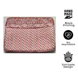 Housse d'ordinateur portable matelassée en coton doux, imprimée à la main, design artisanal de Jaipur, pour voyage et usage quotidien, durable, avec fermeture éclair - Product Image 3