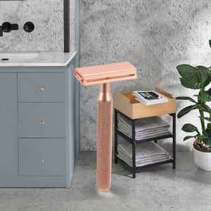 มีดโกนแบบคลาสสิกสำหรับผู้ชาย พร้อมใบมีดสแตนเลส ด้ามจับโลหะ ดีไซน์ใบมีดคู่ สำหรับโกนขนตามร่างกาย บิกินี่ ใบหน้า และใต้วงแขน - Product Image 3