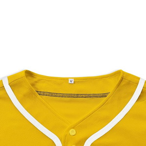 Bright Yellow Blank Baseball Jersey White Piping Mesh <b>Polyester</b> Uniforms for Custom Printing and School Events - Product Image 4