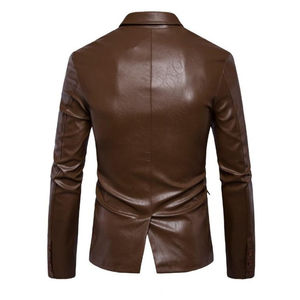 Chaqueta de Cuero Tostado a la Moda para Hombre, de Alta Calidad, Cómoda, Informal, para Otoño, Transpirable y Resistente al Viento, Venta al Por Mayor - Product Image 2