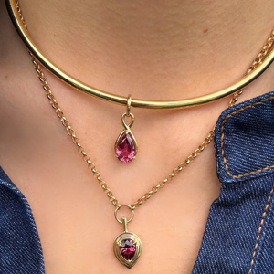 Collar con Colgante de Rubí Chapado en Oro de 18K para Mujer, Cadena Clásica con Eslabones en Forma de Lágrima, Joyería para Uso Diario - Product Image 2