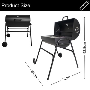 Parrilla <span class=keywords><strong>de</strong></span> Carbón Portátil <span class=keywords><strong>de</strong></span> Lujo con Diseño <span class=keywords><strong>de</strong></span> Barril Grande, Construcción <span class=keywords><strong>de</strong></span> Acero, Indicador <span class=keywords><strong>de</strong></span> Temperatura, Control Remoto y Mesa Lateral - Product Image 2