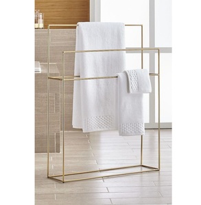 Porte-serviettes décoratif en métal noir avec motif de feuilles, étagère de rangement, support autoportant, organisateur de salle de bain, structure élégante et durable - Product Image 2