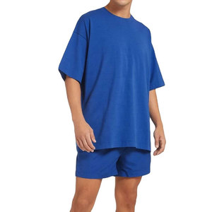Econex Sports Men's Blue Cotton <b>Knitted</b> Shorts Zip Pocket Casual Summer Wear Breathable Quick Dry 180g Letter Printed Design - Product Image 2