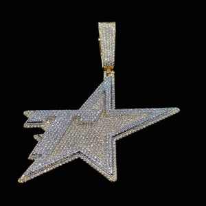Joyería Kaleido, Colgante de Plata de Ley 925 con Moissanita y Diamantes Redondos y Baguette, Diseño de Estrella y Luna, Estilo Hiphop - Regalo - Product Image 3