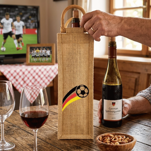 Sac fourre-tout personnalisé en jute avec poignée courte, ouvert, pour bouteilles, avec logo sérigraphié, promotionnel, pour vin, bière, rangement et courses - Product Image 5