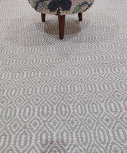 Alfombra de Lana Hecha a Mano con Patrón Geométrico de Diamantes, Lana Natural Tejida a Mano para Sala de Estar - Product Image 6