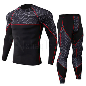 Ensemble de rashguard à manches longues pour homme, imprimé noir et vert, séchage rapide, spandex, polyester, vêtements de fitness, 2 pièces - Product Image 5
