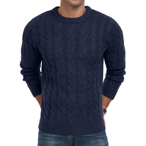 Pull Ras du Cou Classique pour Homme en Coton Anti-Boulochage Doux Tricoté – Essentiel Décontracté pour l'Hiver avec Logo Frontal - Product Image 1