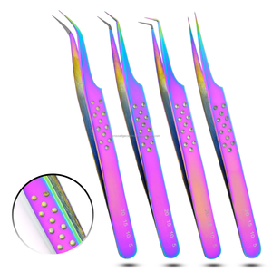 Extensions de cils à pointe de fibre pince à épiler extensions de cils pince à épiler pince à cils en acier inoxydable pointe pointue Volume pointe à 45 degrés pointe - Product Image 1