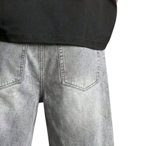<b>Mens</b> Grey Denim <b>Bermuda</b> <b>Shorts</b> Loose Fit Casual Summer <b>Shorts</b> Washed Cotton Denim Five Pocket Streetwear Fashion Style Trend - Product Image 4