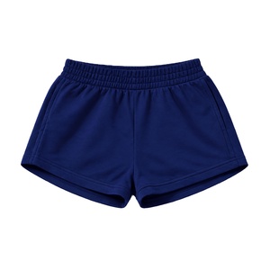 Shorts en tricot orange pour femmes, taille mi-haute, fermeture élastique, respirant, style décontracté, couleur unie, coupe régulière - Product Image 3