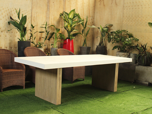 Modern Minimalist Concrete <b>Dining</b> <b>Table</b> with Solid <b>Wood</b> Base Lightweight Luxury <b>Dining</b> Furniture for Home and Villa - Product Image 1