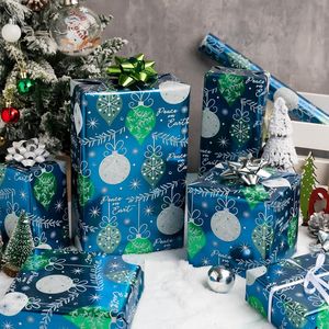 Carta da Regalo Natalizia di Lusso, Rotolo di Carta Metallizzata Blu Navy Vintage 17 Pollici X 33 Piedi, Eleganti Decorazioni Natalizie Invernali - Product Image 2