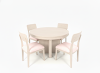 Ensemble de table basse ronde moderne avec 4 chaises, construction en frêne massif et placage MDF, design durable et léger