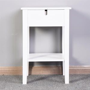 White Bathroom Floor Standing Storage Table with Drawer for Nightstands - Product Image 6