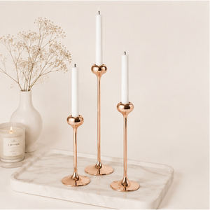 Vintage Rose Gold Metal Taper Candle Holders Set of 3 Elegant <b>Tall</b> <b>Candlestick</b> Stands Modern Home Tabletop Decoration - Product Image 6