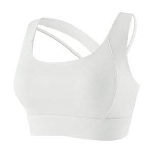 Sujetador Deportivo Sin Costuras para Mujer con Tirantes Cruzados, Escote Redondo, Soporte Medio, Ropa Deportiva para Yoga y Fitness, Color Blanco - Product Image 5
