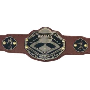 Ceinture de champion de baseball en cuir marron premium avec détails dorés - Parfaite pour les tournois et les fans de baseball - Product Image 5
