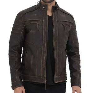 UNIQUE CLOTHING Veste d'hiver pour homme en cuir imprimé personnalisé, col montant, respirante, coupe-vent, élégante, style urbain, usage quotidien - Product Image 1