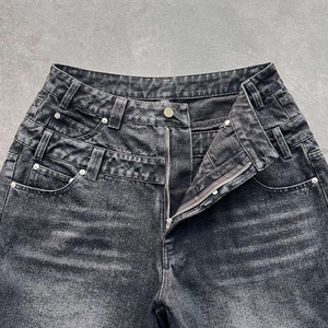 Pantalones Cortos de Mezclilla para Hombre con Estampado Gráfico, Transpirables, Estilo Urbano, Cintura Alta, Lavado Claro, 100% Algodón, Venta al Por Mayor - Product Image 3