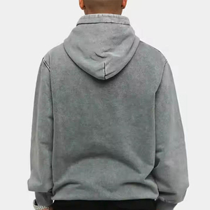 Hoodie Streetwear Tendance Effet Délavé au Soleil, Coupe et Couture Personnalisées, Coton Délavé à l'Acide, pour Hommes - Product Image 2