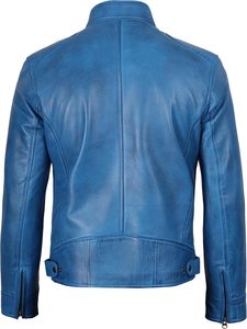Nouvelle veste en cuir véritable légère pour homme, coupe classique avec col montant, manteau d'hiver tendance avec logo frontal - Product Image 2