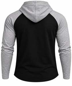 Sweat-shirt à capuche décontracté à blocs de couleur, manches raglan, patte de boutonnage, cordon de serrage, manches longues - Product Image 2