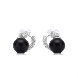 Victoria Black Pearl Stud Earrings-Trendy 24K Gold Plated Gift - Product Image 1