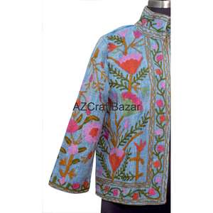 Chaqueta Bomber de Punto de Algodón con Cuello en V, Diseño Floral Vintage, Bordado Suzani TNT, Transpirable, de Secado Rápido, Ecológica, para Invierno y Varias Estaciones - Product Image 2