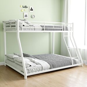 Lit superposé en métal robuste, taille double sur grand lit, avec escalier amovible et rangement de 12 pouces pour adolescents et adultes - Product Image 3