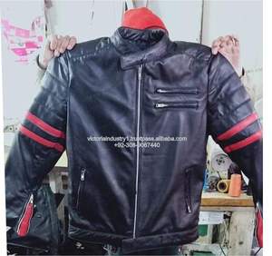 Veste de moto pour homme de haute qualité, en cuir synthétique respirant, coupe ajustée - Product Image 6