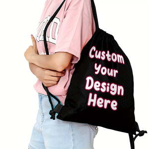 Custom Logo Drawstring Sports Bag Waterproof Polyester Gym Backpack Mesh Cinch Sack for Travel Daily Use made in Bangladesh - Product Image 2