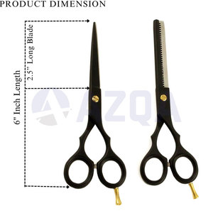Juego de Tijeras Profesionales para Cortar y Entresacar Cabello, Color Negro Mate, con Estuche de Cuero PU, para Barbería y Peluquería - Product Image 3