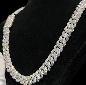 Collier unisexe ajustable en argent sterling 925 plaqué rhodium avec chaîne cubaine et moissanite VVS, style hip-hop, cadeau pour rappeur - Product Image 5