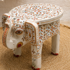 Handmade Elephant Shape <b>Stone</b> Figurine With Floral <b>Painted</b> Design For Home Decoration - Product Image 2