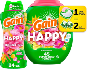 Pack de lessive Gain Happy : Sachets de lessive Gain Super Size Flings, sachets de lessive 3-en-1 avec Febreze et Oxi, 45 unités - Product Image 5