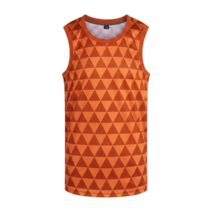 Sportswear Custom orange Basketball Jersey Sleeveless Mesh Front Logo Anti-Bacterial Breathable Athletic <b>Tank</b> Top wholesale - Product Image 1