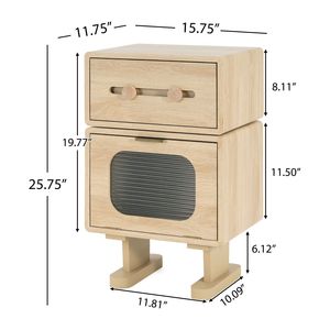 Mesa Consola de Almacenamiento Giratoria Creativa de MDF, Color Natural - Product Image 4
