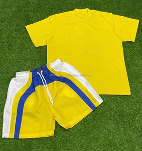 Conjunto de camiseta de Jersey informal de verano para hombre personalizado con bolsillos laterales chándal de algodón y poliéster con logotipo impreso - Product Image 2
