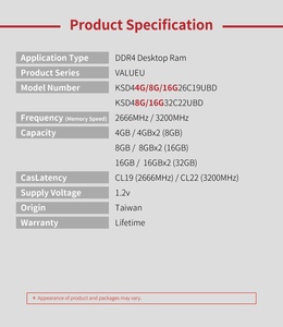 KINGSMAN GAMING <b>DDR4</b> 16GB 3200MHz Lodimm 288pin <b>RAM</b> for Desktop-Stock Lifetime Warranty - Product Image 5