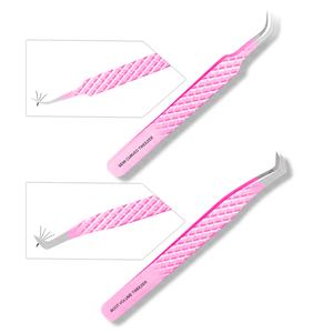 Pince à épiler d'extension de cils de marque privée de conception personnalisée poignée en diamant en acier inoxydable avec couches métalliques minces épaisses pointe pointue - Product Image 1