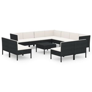 Conjunto Modular de Muebles de Jardín de 13 Piezas, Ratán Sintético Negro, Conjunto Modular de 13 Piezas - Product Image 2
